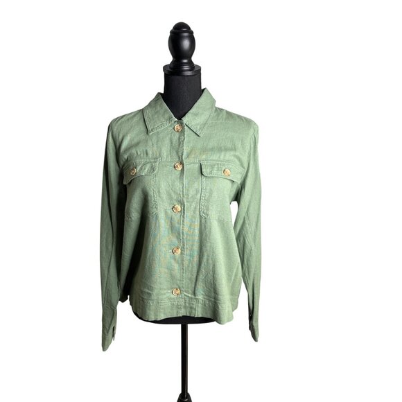 Lucky Brand Women's Green Linen Utility Jacket S NWT - Picture 1 of 14